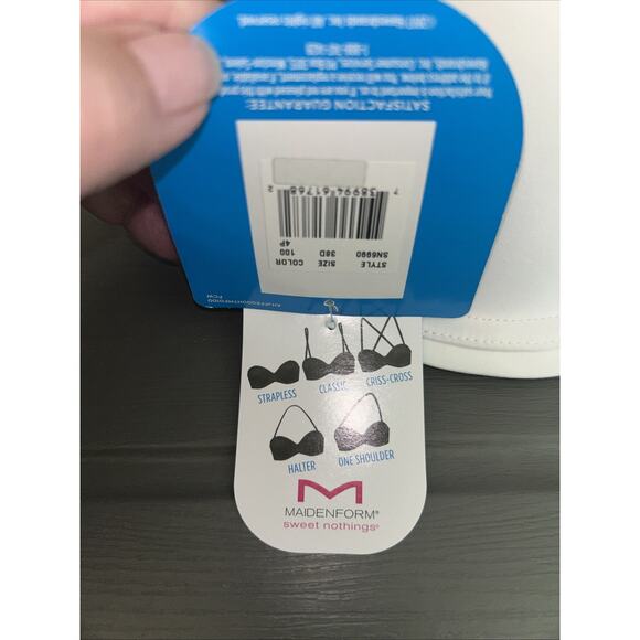 NWT Maidenform Women's White Stay Put Strapless Push Up Underwire Bra - 38D - Picture 3 of 7